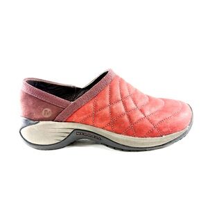 Merrell Encore Quilt Madder Women Size 7.5 Brown Red Suede Shoe Clog